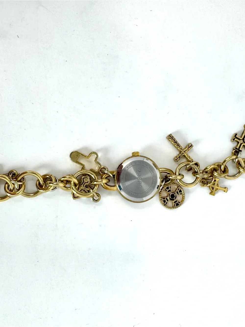 Kim Rogers gold-tone charm bracelet watch - New Battery
